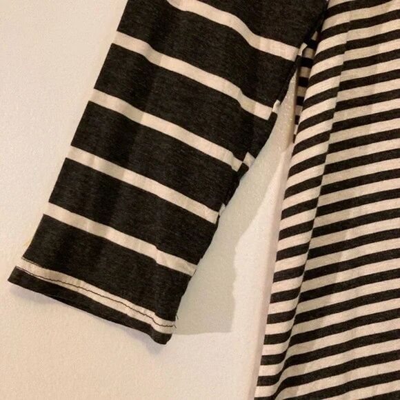 Shark Bite Hem Striped Long Sleeve Midi Dress by Emily Stacy Medium and Large - Picture 8 of 11